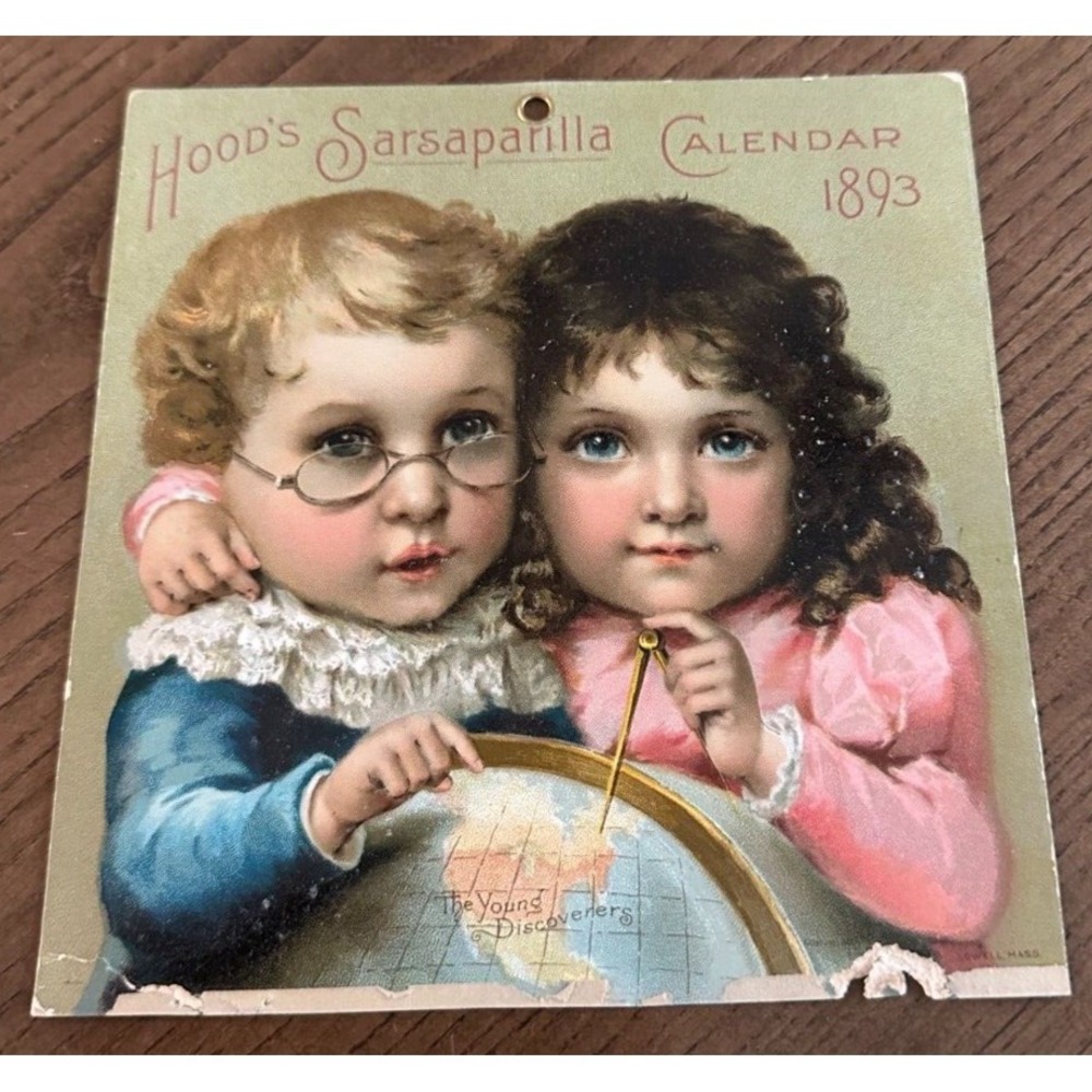 Rare Orig. 1893 Advertisement Hood's‎ Sarsaparilla Quack Tonic Calendar